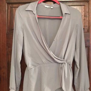 Lavender All in Favor flowy cross-front blouse size M